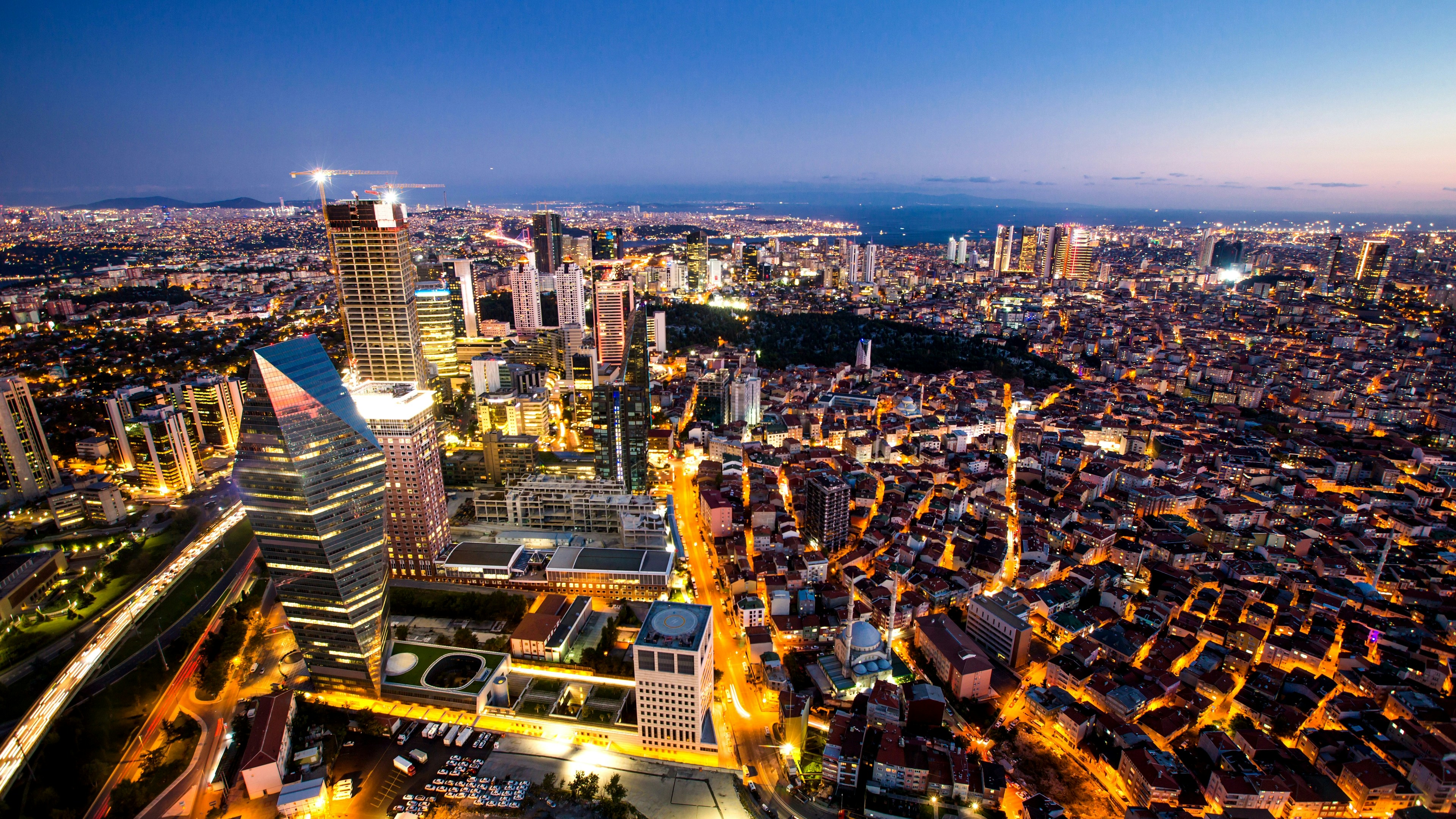 Istanbul financial district skyline at dusk